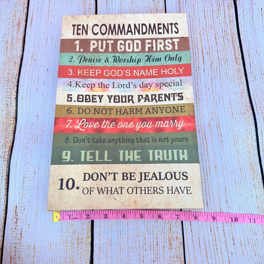 Ten Commandments Canvas Wall Art Christian Home Decor Inspirational Scripture - Picture 4 of 4